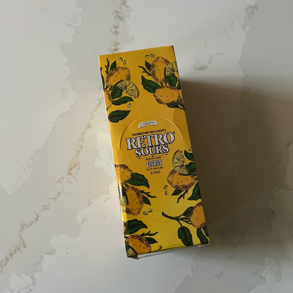 Retro Sours Hard Candies - Box of 8 Citrus Flavor NIB